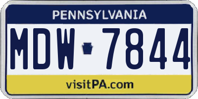 PA license plate MDW7844