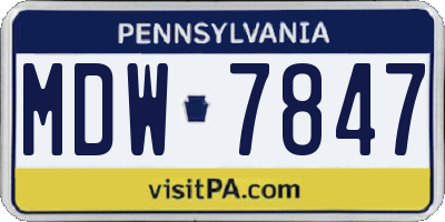 PA license plate MDW7847