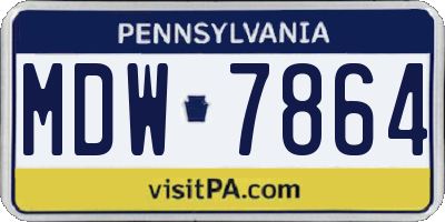 PA license plate MDW7864