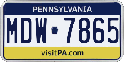 PA license plate MDW7865
