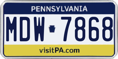 PA license plate MDW7868