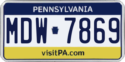 PA license plate MDW7869