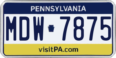 PA license plate MDW7875