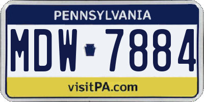 PA license plate MDW7884