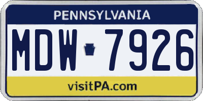 PA license plate MDW7926