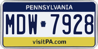 PA license plate MDW7928