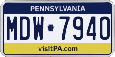 PA license plate MDW7940
