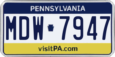 PA license plate MDW7947