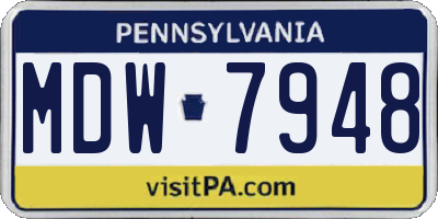PA license plate MDW7948