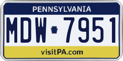 PA license plate MDW7951