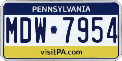 PA license plate MDW7954