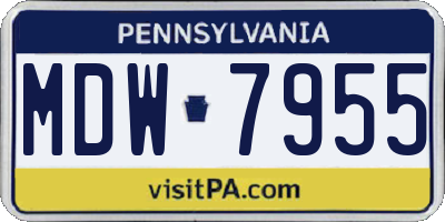 PA license plate MDW7955
