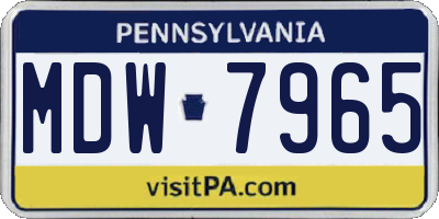 PA license plate MDW7965