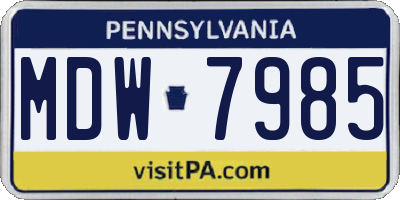 PA license plate MDW7985