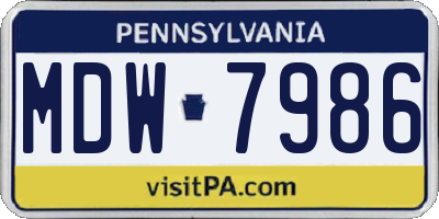 PA license plate MDW7986