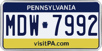 PA license plate MDW7992
