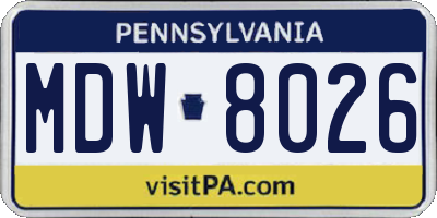 PA license plate MDW8026
