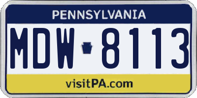 PA license plate MDW8113
