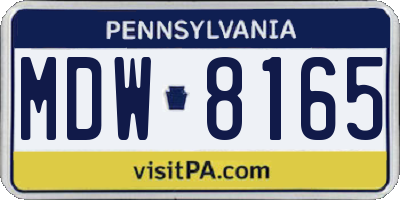 PA license plate MDW8165