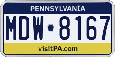 PA license plate MDW8167
