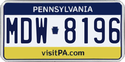 PA license plate MDW8196