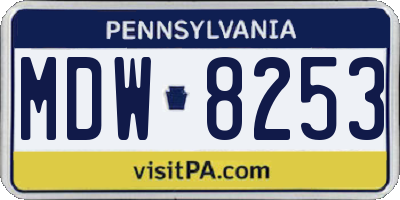 PA license plate MDW8253