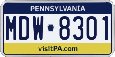 PA license plate MDW8301