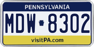 PA license plate MDW8302