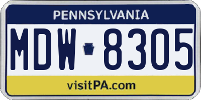 PA license plate MDW8305