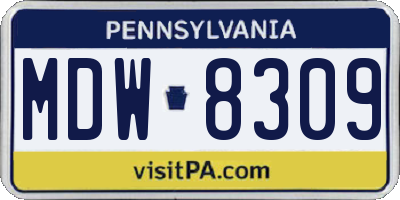 PA license plate MDW8309