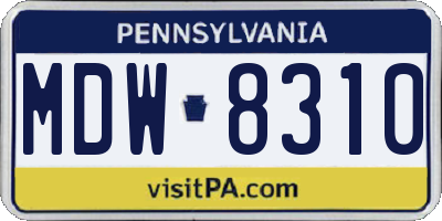 PA license plate MDW8310