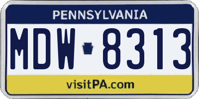 PA license plate MDW8313