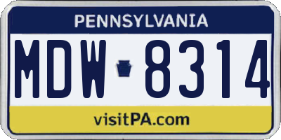 PA license plate MDW8314