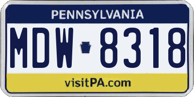 PA license plate MDW8318