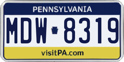 PA license plate MDW8319