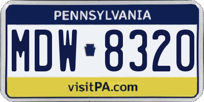 PA license plate MDW8320