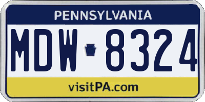PA license plate MDW8324
