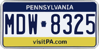 PA license plate MDW8325