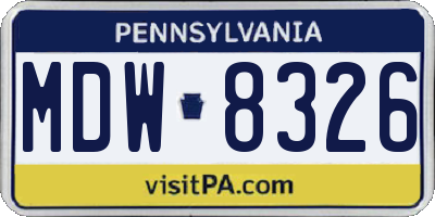 PA license plate MDW8326