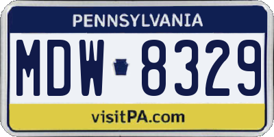 PA license plate MDW8329
