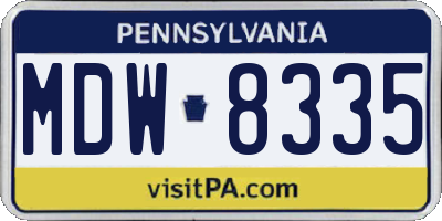 PA license plate MDW8335