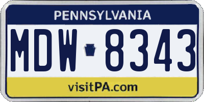 PA license plate MDW8343