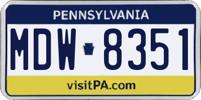 PA license plate MDW8351