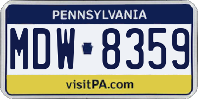 PA license plate MDW8359