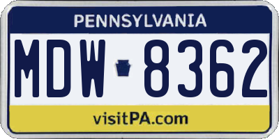PA license plate MDW8362