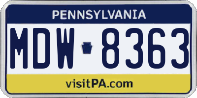 PA license plate MDW8363