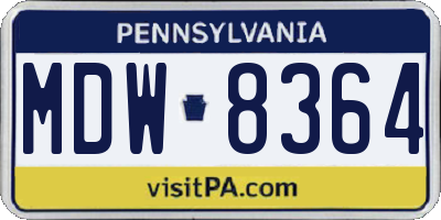 PA license plate MDW8364