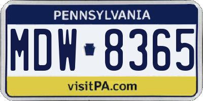 PA license plate MDW8365