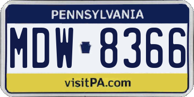 PA license plate MDW8366