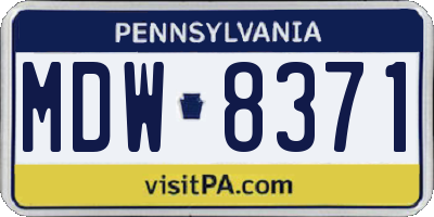 PA license plate MDW8371